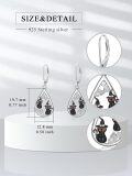 wholesale 925 Sterling Silver Witch Hat Black Cat Teardrop Dangle Earrings for Women Girls Halloween  4cm Long-0-4