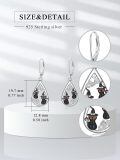 wholesale 925 Sterling Silver Halloween Black Cat Witch Hat Butterfly Drop Earrings-0-4