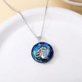 wholesale 925 Sterling Silver Blue Crystal Raccoon Heart Pendant Necklace-0-2