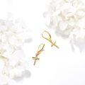 wholesale 14K Gold Religious Cross Dangle Earrings - Christian Baptism Communion Gift for Women-0-2