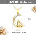 wholesale 14K Gold Crescent Moon with Dog and Cat Charm Necklace for Women - Pet Lover Gifts-0-1