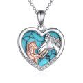 wholesale 925 Sterling Silver Abalone Shell Heart Key Pendant Necklaces for Women Gifts-0-36