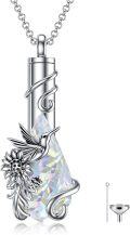 wholesale 925 Sterling Silver Crystal Hummingbird Cremation Pendant with Sunflower and Swirls-0-0