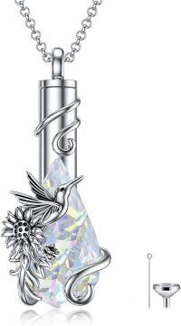 wholesale 925 Sterling Silver Crystal Hummingbird Cremation Pendant with Sunflower and Swirls-18-Hummingbird Urn A