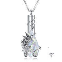 wholesale 925 Sterling Silver Crystal Hummingbird Cremation Pendant with Sunflower and Swirls-18-Hummingbird Urn A