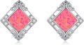 wholesale  Sterling Silver Opal Stud Earrings for Women Minimalist Square Fashion Gift -0-0