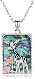 wholesale 925 Sterling Silver Giraffe Butterfly Flower Pendant Necklace-0-0