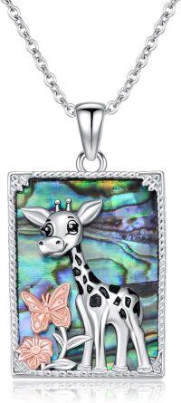 wholesale 925 Sterling Silver Giraffe Butterfly Flower Pendant Necklace-Giraffe