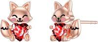 wholesale 925 Sterling Silver Pink Crystal Love Heart Fox Stud Earrings for Girls and Women-January