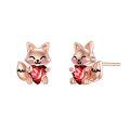 wholesale 925 Sterling Silver Cute Fox Holding Heart Earrings Wholesale Pink-0-36