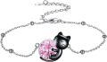 wholesale 14K Gold Pink Crystal Black Cat Pendant Necklace for Women Cats Lover-0-163