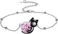 wholesale 14K Gold Pink Crystal Black Cat Pendant Necklace for Women Cats Lover-B-Black Cat 10