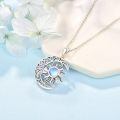 wholesale 925 Sterling Silver Sun Moon Pendant Necklace With Rainbow Moonstone-0-3