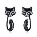 wholesale 925 Sterling Silver Raccoon Hoop Earrings for Women - Adorable Animal  Set-0-0