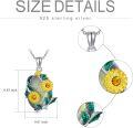 wholesale 925 Sterling Silver Labradorite & Enamel Sunflowers Pendant Necklace s for Women-0-5