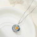 wholesale 925 Sterling Silver Sun & Moon Pendant w/Moonstone and Amber Stone - For Women-0-2