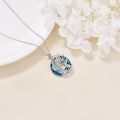 wholesale 925 Sterling Silver Blue Crystal Dog & Tree Of Life Pendant Necklace-0-5