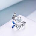 wholesale 925 Sterling Silver Cubic Zirconia Butterfly Flower Adjustable Ring-0-1