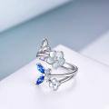 wholesale 925 Sterling Silver Cubic Zirconia Butterfly Flower Adjustable Ring-0-1