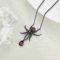 wholesale Gothic 925 Sterling Silver Red Garnet Spider Pendant Necklace for Women-0-2
