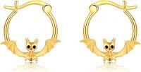 wholesale 14K Gold Bat Huggie Hoop Earrings - Adorable Gifts for Her-Bat Earrings