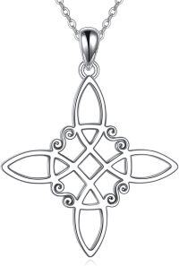 wholesale 925 Sterling Silver Celtic Witch Knot Cross Pendant Necklace for Women - Pagan Jewelry-Silver knot necklace