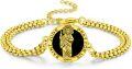 wholesale 925 Sterling Silver Plated 24K Gold  Saint Jude Charm Bracelet with Black Stone and Religious Symbols-0-0