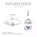 TOUPOP Sterling Silver Birthstone Double Heart Bracelet Love Forever Jewelry Gifts-0-5