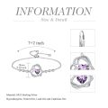 TOUPOP Sterling Silver Birthstone Double Heart Bracelet Love Forever Jewelry Gifts-0-5