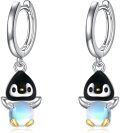 wholesale 925 Sterling Silver Penguin Opal Drop Earrings for Women Girls  4cm Long-0-0