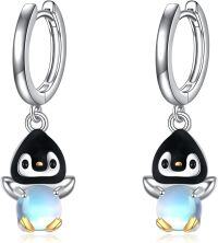 wholesale 925 Sterling Silver Penguin Opal Drop Earrings for Women Girls  4cm Long-Penguin