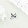 wholesale 925 Sterling Silver Turquoise Cow Skull Western Boho Filigree Pendant Necklace for Women and Girls-0-3