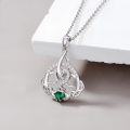 wholesale 925 Sterling Silver Celtic Knot Clover Necklace with Emerald Pendant Irish Jewelry for Women-0-1