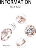 wholesale TOUPOP Heart Rose Gold Moissanite Engagement Rings For Women Promise Rings 1 Carat 925 Sterling Silver 14k Gold Plated Wedding Band Anniversary Valentine's Day Gift For Wife Girlfriend (rose Gold, 7) -0-3
