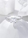 wholesale TOUPOP 1 Carat Twisted Vine Moissanite Engagement Ring Promise Ring For Her 925 Sterling Silver 18k White Gold Plated Wedding Anniversary Christmas For Wife Girlfriend Her Jewelry -0-4