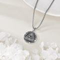 wholesale 925 Sterling Silver All-Seeing-Eye Triangle Pendant Necklaces Mens Gothic Luciferian Order Protection s 36 Chain-0-4
