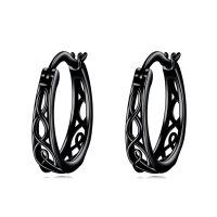 wholesale 925 Sterling Silver Celtic Knot Hoop Earrings Wholesale Pair-Black Rhodium Plated 