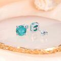 wholesale Sterling Silver Real Turquoise 6mm 12mm Round Stud Earrings-0-1