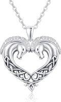 wholesale 925 Sterling Silver Heart-Shaped Double Dolphin Pendant Necklace with Crystals and Chain - Gifts for Women-0-0