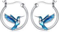 wholesale Sterling Silver Crystal Butterfly Heart Dragonfly Hoop Earrings 20mm Austria-Hummingbird