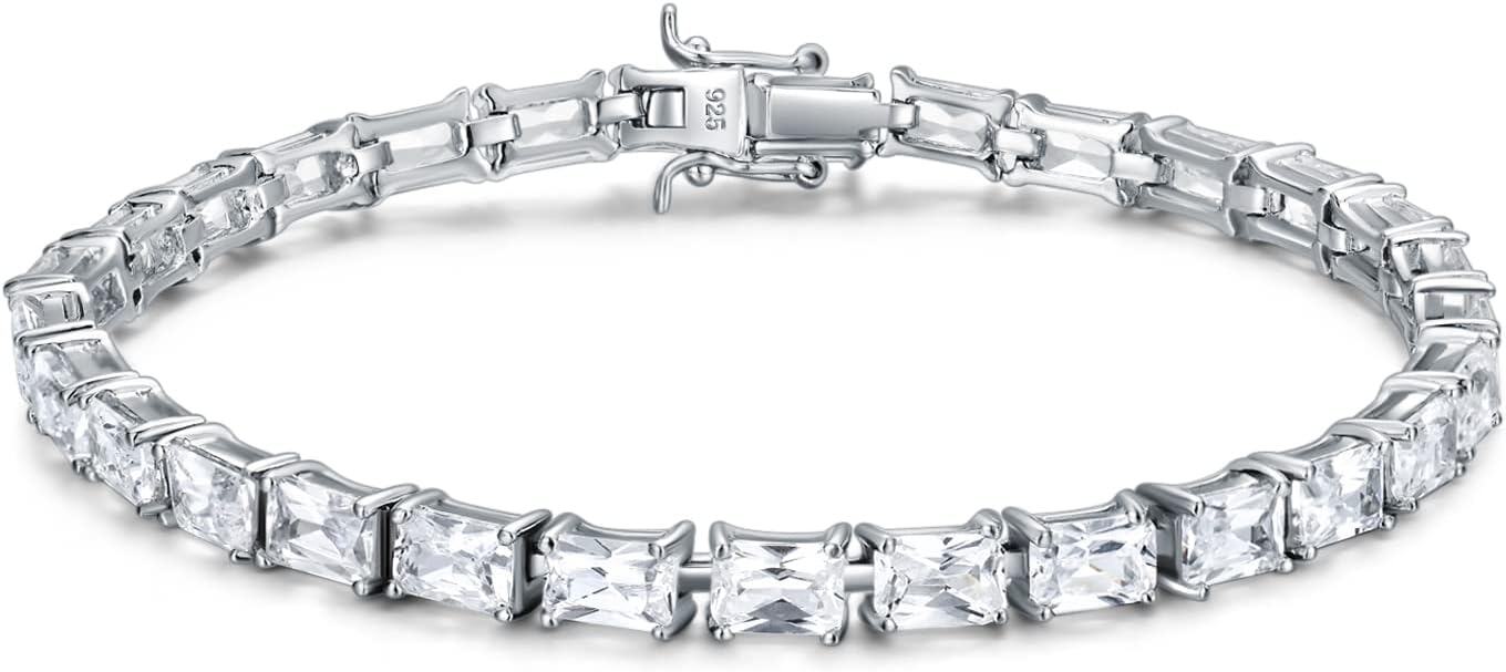 Sterling Silver Cubic Zirconia Tennis Ankle Bracelet 7 5 Shiny Gift-5MM