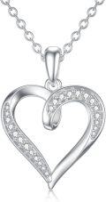 wholesale 14K Gold Open Heart with Cubic Zirconia Pave Set Pendant Necklaces for Women 18 Chain Length-0-0