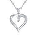 wholesale 14K Gold Open Heart with Cubic Zirconia Pave Set Pendant Necklaces for Women 18 Chain Length-0-0