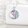 wholesale 925 Sterling Silver Iridescent Abalone Shell Cat Pendant Necklace Gift for Women-0-3