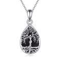 wholesale 925 Sterling Silver Moonstone & Black Onyx with Agate Tree of Life Cremation Jewelry Pendant Necklace for Ashes Keepsake Memorial Gift-0-0