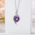wholesale 925 Sterling Silver Birthstone Dragon Heart Pendant Necklace-0-2