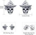 wholesale 925 Sterling Silver 925 King of Roses Green Eye Skull Studs for Men/Women - Dad/Mom Gift Ideas-0-2