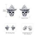 wholesale 925 Sterling Silver 925 King of Roses Green Eye Skull Studs for Men/Women - Dad/Mom Gift Ideas-0-2