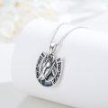 wholesale 925 Sterling Silver Abalone Shell Horse Head Pendant Necklace for Women Girls s-0-2