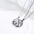 wholesale 925 Sterling Silver Ying Yang Cats Moonstone Pendant Necklaces for Couples Jewelry Sets-0-1